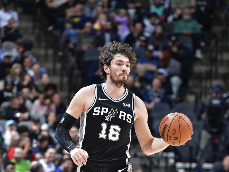 SAN ANTONIO, TX - JANUARY 4: Cedi Osman #16 of the San Antonio Spurs brings the ball up court during the game against the Milwaukee Bucks on January 4, 2024 at the Frost Bank Center in San Antonio, Texas. NOTE TO USER: User expressly acknowledges and agrees that, by downloading and or using this photograph, User is consenting to the terms and conditions of the Getty Images License Agreement. Mandatory Copyright Notice: Copyright 2024 NBAE (Photo by Logan Riely/NBAE via Getty Images)