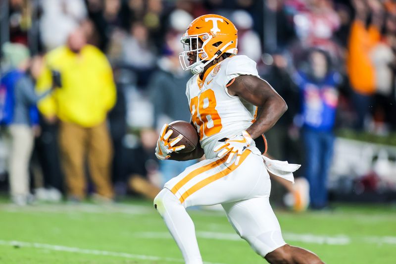 Nov 19, 2022; Columbia, South Carolina, USA; Tennessee Volunteers tight end Princeton Fant (88) scores a touchdown against the South Carolina Gamecocks in the second half at Williams-Brice Stadium. Mandatory Credit: Jeff Blake-USA TODAY Sports