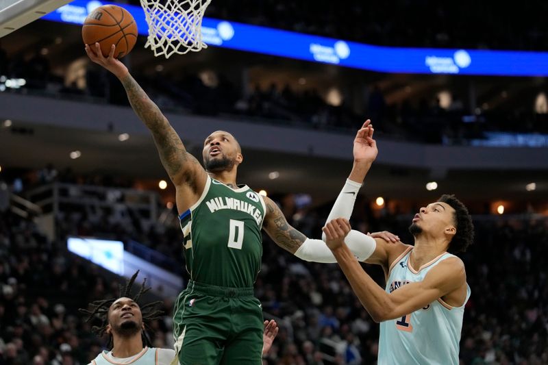 MILWAUKEE, WISCONSIN - JANUARY 08: Damian Lillard #0 of the Milwaukee Bucks shoots the ball against Victor Wembanyama #1 of the San Antonio Spurs during the second quarter at Fiserv Forum on January 08, 2025 in Milwaukee, Wisconsin. NOTE TO USER: User expressly acknowledges and agrees that, by downloading and or using this photograph, User is consenting to the terms and conditions of the Getty Images License Agreement. (Photo by Patrick McDermott/Getty Images)