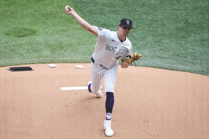 Apr 27, 2024; Mexico City, Mexico; Colorado Rockies pitcher Cal Quantrill (47) throws in the first inning against the Houston Astros during the MLB World Tour Mexico Series game at Estadio Alfredo Harp Helu. Mandatory Credit: Kirby Lee-USA TODAY Sports