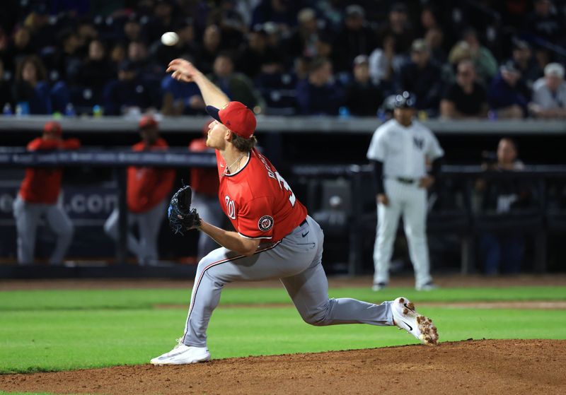 Feb 25, 2026; Tampa, Florida, USA; Washington Nationals pitcher Clayton Beeter (39) throws a pitch during the fifth inning against the New York Yankees at George M. Steinbrenner Field. Mandatory Credit: Kim Klement Neitzel-Imagn Images
