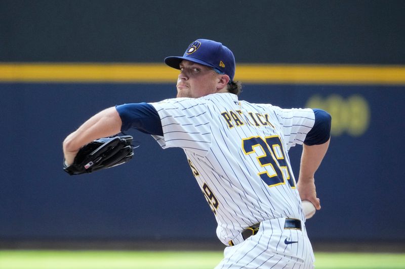 Jun 29, 2025; Milwaukee, Wisconsin, USA; Milwaukee Brewers pitcher Chad Patrick (39) delivers a pitch against the Colorado Rockies in the secondt inning  at American Family Field. Mandatory Credit: Michael McLoone-Imagn Images