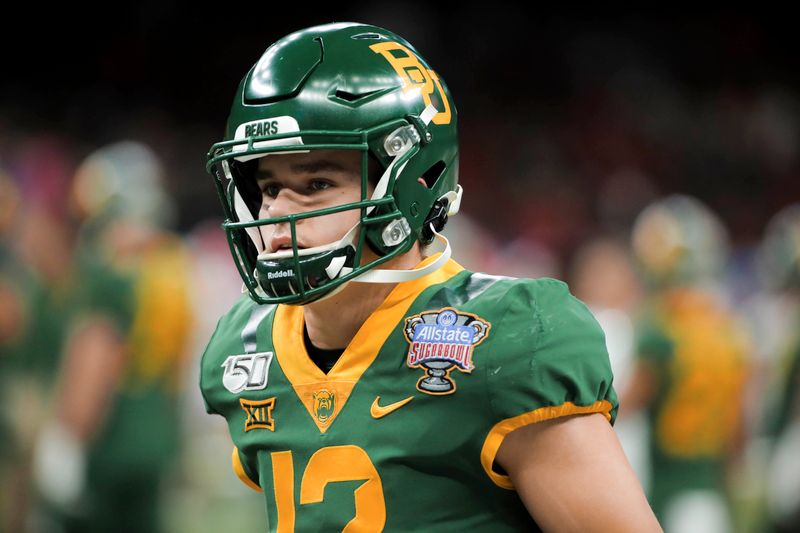 Jan 1, 2020; New Orleans, Louisiana, USA;  Baylor Bears quarterback Charlie Brewer (12) prior to kickoff against the Georgia Bulldogs at the Mercedes-Benz Superdome. Mandatory Credit: Derick E. Hingle-USA TODAY Sports