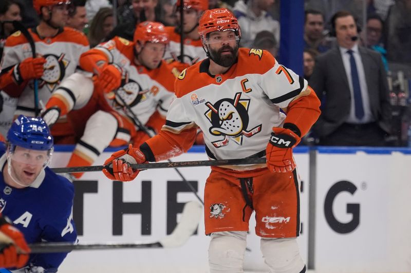 Mar 12, 2026; Toronto, Ontario, CAN; Anaheim Ducks defenseman Radko Gudas (7) skates against the Toronto Maple Leafs during the first period at Scotiabank Arena. Mandatory Credit: John E. Sokolowski-Imagn Images Mar 12, 2026; Toronto, Ontario, CAN; Anaheim Ducks defenseman Radko Gudas (7) skates against the Toronto Maple Leafs during the first period at Scotiabank Arena. Mandatory Credit: John E. Sokolowski-Imagn Images