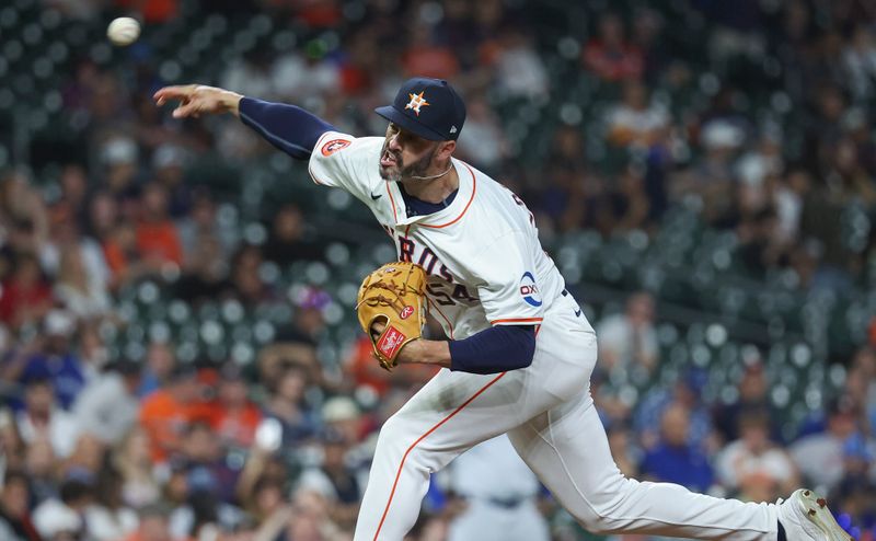 Apr 3, 2024; Houston, Texas, USA; Houston Astros relief pitcher Dylan Coleman (54) delivers a pitch during the ninth inning against the Toronto Blue Jays at Minute Maid Park. Mandatory Credit: Troy Taormina-USA TODAY Sports