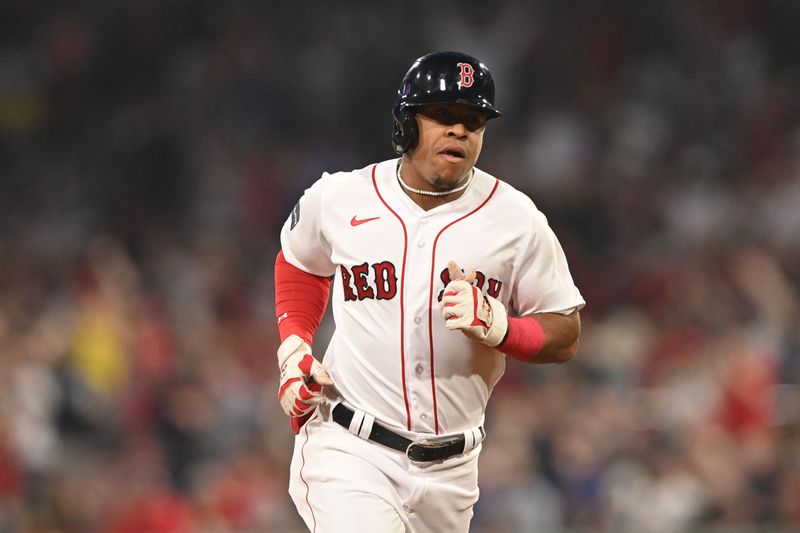 May 31, 2023; Boston, Massachusetts, USA; Boston Red Sox second baseman Enmanuel Valdez (47) runs the bases after hitting a home run against the Cincinnati Reds during the fifth inning at Fenway Park. Mandatory Credit: Brian Fluharty-USA TODAY Sports