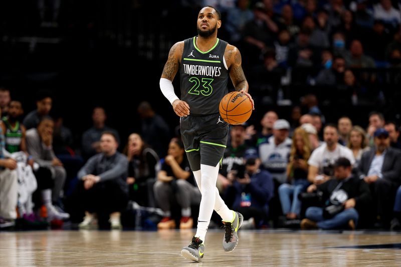 MINNEAPOLIS, MINNESOTA - MARCH 01: Monte Morris #23 of the Minnesota Timberwolves dribbles the ball against the Sacramento Kings in the third quarter at Target Center on March 01, 2024 in Minneapolis, Minnesota. The Kings defeated the Timberwolves 124-120 in overtime. NOTE TO USER: User expressly acknowledges and agrees that, by downloading and or using this photograph, User is consenting to the terms and conditions of the Getty Images License Agreement. (Photo by David Berding/Getty Images)