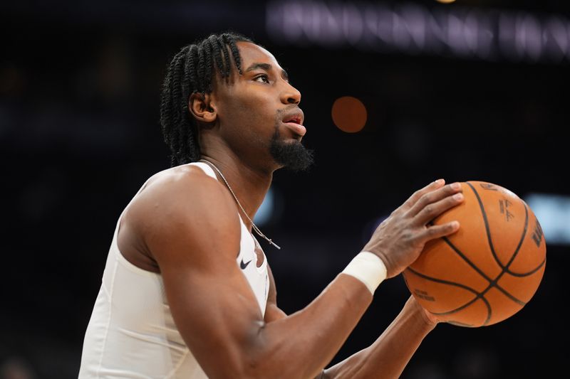 SAN ANTONIO, TX - MARCH 3: Aaron Nesmith #23 of the Indiana Pacers warms up before the game against the San Antonio Spurs on March 3, 2024 at the AT&T Center in San Antonio, Texas. NOTE TO USER: User expressly acknowledges and agrees that, by downloading and or using this photograph, user is consenting to the terms and conditions of the Getty Images License Agreement. Mandatory Copyright Notice: Copyright 2024 NBAE (Photos by Cooper Neill/NBAE via Getty Images)