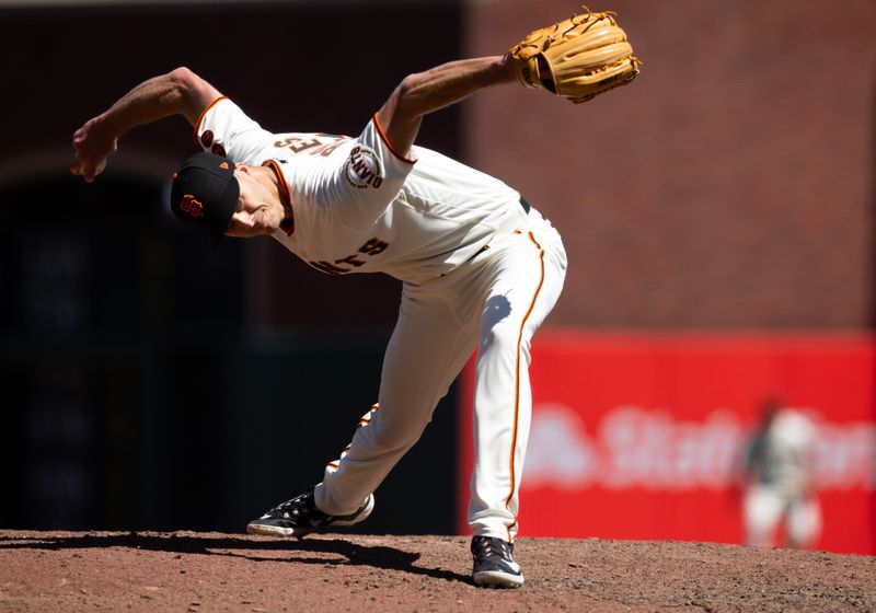 Jul 30, 2023; San Francisco, California, USA; San Francisco Giants pitcher Tyler Rogers (71) delivers a pitch against the Boston Red Sox during the eighth inning at Oracle Park. Mandatory Credit: D. Ross Cameron-USA TODAY Sports