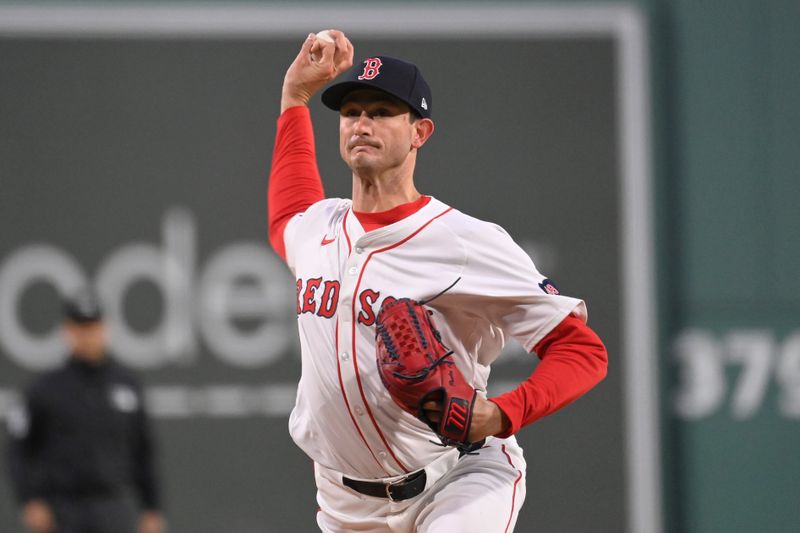 Apr 11, 20024; Boston, Massachusetts, USA; Boston Red Sox starting pitcher Garrett Whitlock (22) pitches against the Baltimore Orioles during the first inning at Fenway Park. Mandatory Credit: Eric Canha-USA TODAY Sports