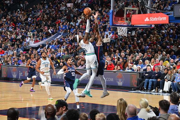 PHILADELPHIA, PA - DECEMBER 20: Jaden McDaniels #3 of the Minnesota Timberwolves drives to the basket during the game against the Philadelphia 76ers on December 20, 2023 at the Wells Fargo Center in Philadelphia, Pennsylvania NOTE TO USER: User expressly acknowledges and agrees that, by downloading and/or using this Photograph, user is consenting to the terms and conditions of the Getty Images License Agreement. Mandatory Copyright Notice: Copyright 2023 NBAE (Photo by Jesse D. Garrabrant/NBAE via Getty Images)