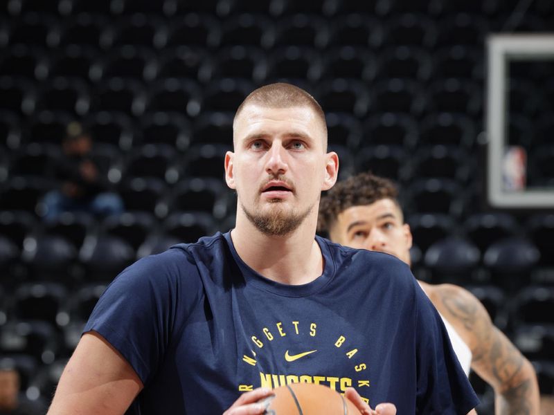 SALT LAKE CITY, UT - WEDNESDAY 27: Nikola Jokic #15 of the Denver Nuggets warms up before the game against the Utah Jazz on Wednesday 27, 2024 at vivint.SmartHome Arena in Salt Lake City, Utah. NOTE TO USER: User expressly acknowledges and agrees that, by downloading and or using this Photograph, User is consenting to the terms and conditions of the Getty Images License Agreement. Mandatory Copyright Notice: Copyright 2024 NBAE (Photo by Melissa Majchrzak/NBAE via Getty Images)