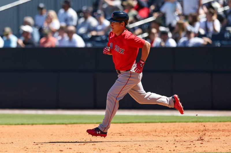 Mar 18, 2025; Tampa, Florida, USA; Boston Red Sox outfielder Masataka Yoshida (7) runs the bases after hitting a two run home run against the New York Yankees in the sixth inning during spring training at George M. Steinbrenner Field. Mandatory Credit: Nathan Ray Seebeck-Imagn Images