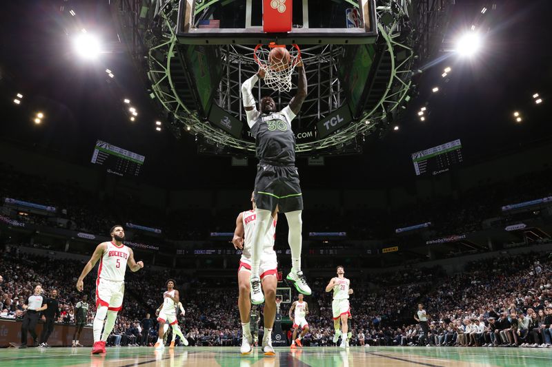 MINNEAPOLIS, MN -  NOVEMBER 26: Julius Randle #30 of the Minnesota Timberwolves dunks the ball during the game against the Houston Rockets during the Emirates NBA Cup game on November 26, 2024 at Target Center in Minneapolis, Minnesota. NOTE TO USER: User expressly acknowledges and agrees that, by downloading and or using this Photograph, user is consenting to the terms and conditions of the Getty Images License Agreement. Mandatory Copyright Notice: Copyright 2024 NBAE (Photo by David Sherman/NBAE via Getty Images)