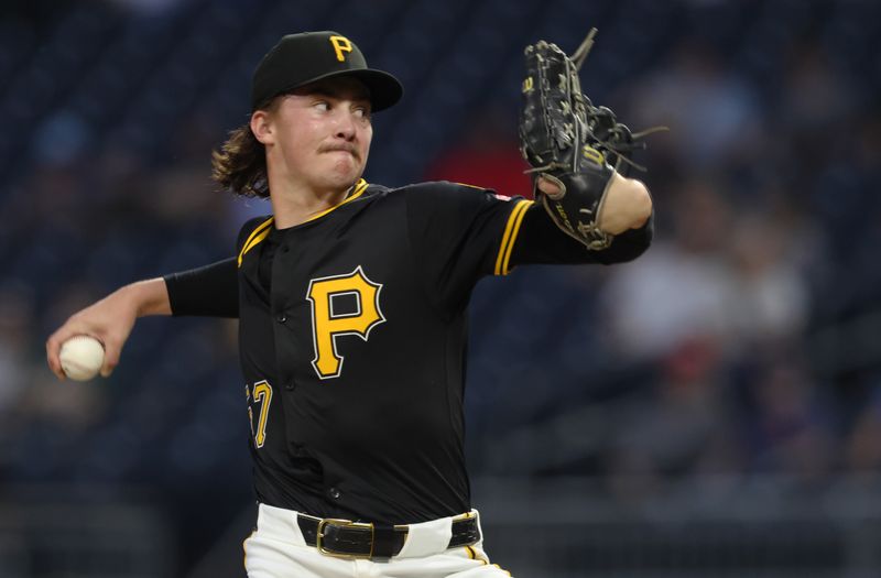 Sep 20, 2025; Pittsburgh, Pennsylvania, USA;  Pittsburgh Pirates starting pitcher Bubba Chandler (57) pitches against the Athletics during the second inning at PNC Park. Mandatory Credit: Charles LeClaire-Imagn Images