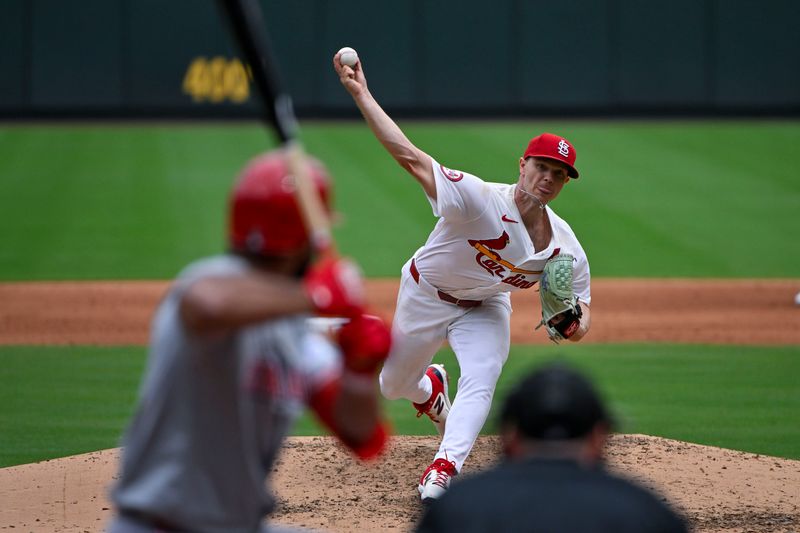 Sep 12, 2024; St. Louis, Missouri, USA;  St. Louis Cardinals starting pitcher Sonny Gray (54) pitches against Cincinnati Reds pinch hitter Amed Rosario (38) during the sixth inning at Busch Stadium. Mandatory Credit: Jeff Curry-Imagn Images