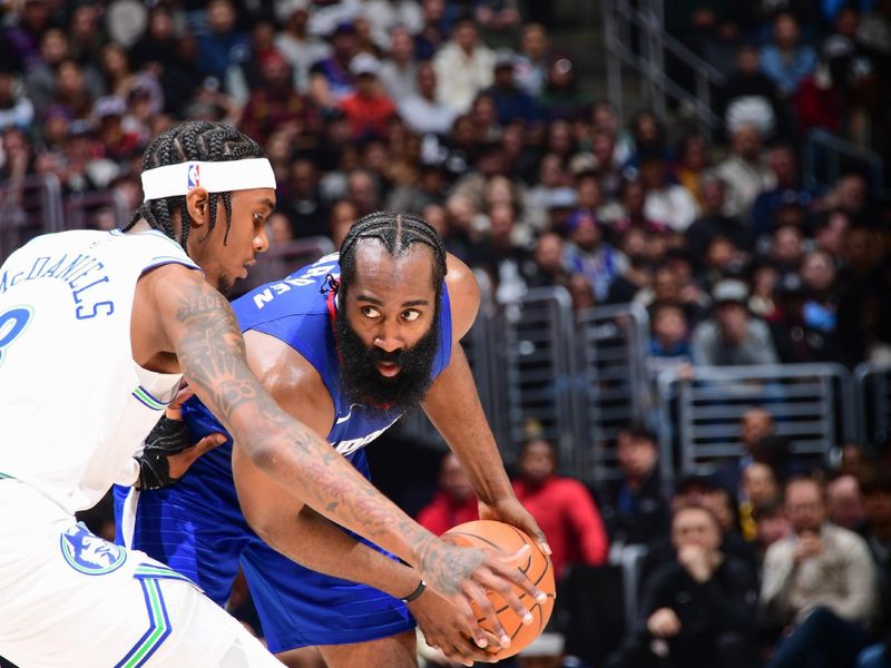 LOS ANGELES, CA - FEBRUARY 12:  James Harden #1 of the LA Clippers handles the ball during the game  on February 12, 2024 at Crypto.Com Arena in Los Angeles, California. NOTE TO USER: User expressly acknowledges and agrees that, by downloading and/or using this Photograph, user is consenting to the terms and conditions of the Getty Images License Agreement. Mandatory Copyright Notice: Copyright 2024 NBAE (Photo by Adam Pantozzi/NBAE via Getty Images)