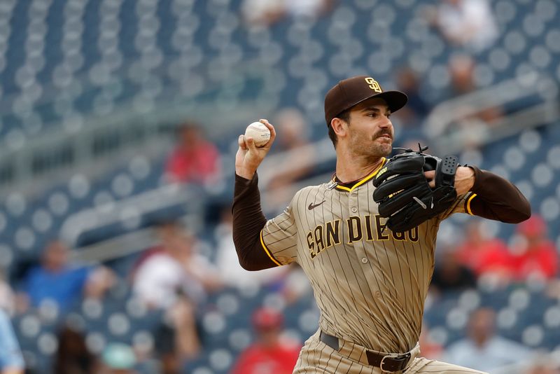 Jul 25, 2024; Washington, District of Columbia, USA; San Diego Padres starting pitcher Dylan Cease (84) pitches against the Washington Nationals during the third inning  at Nationals Park. Mandatory Credit: Geoff Burke-USA TODAY Sports