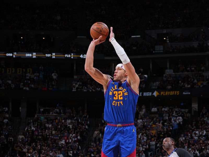 DENVER, CO - APRIL 19: Aaron Gordon #32 of the Denver Nuggets shoots a three point basket during the game against the LA Clippers during Round One Game One of the 2025 NBA Playoffs on April 19, 2025 at Ball Arena in Denver, Colorado. NOTE TO USER: User expressly acknowledges and agrees that, by downloading and/or using this Photograph, user is consenting to the terms and conditions of the Getty Images License Agreement. Mandatory Copyright Notice: Copyright 2025 NBAE (Photo by Garrett Ellwood/NBAE via Getty Images)