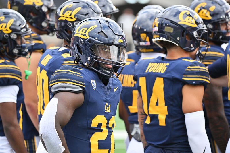 Sep 30, 2023; Berkeley, California, USA; California Golden Bears running back Isaiah Ifanse (22) looks on during a timeout against the Arizona State Sun Devils in the fourth quarter at California Memorial Stadium. Mandatory Credit: Robert Edwards-USA TODAY Sports