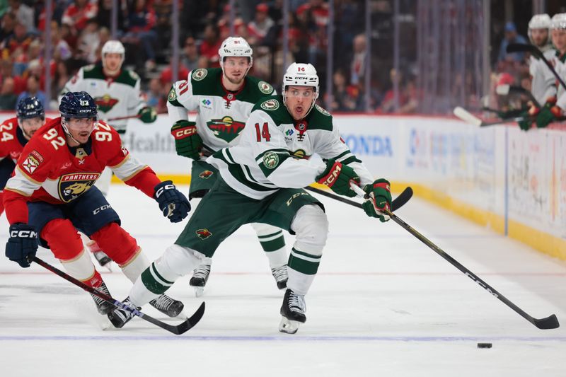 Florida Panthers and Minnesota Wild trade shot waves as Daniil Tarasov faces 50 in Sunrise
