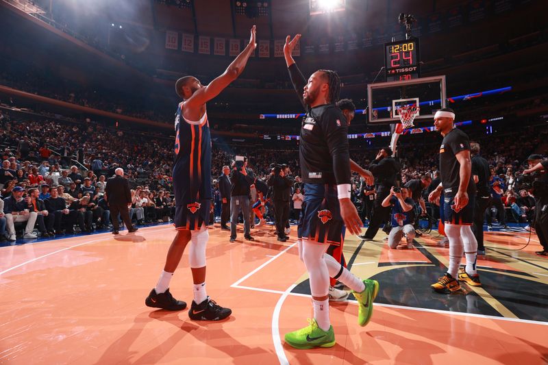 NEW YORK, NY - NOVEMBER 15: Jalen Brunson #11 of the New York Knicks is introduced before the game against the Brooklyn Nets during the Emirates NBA Cup game on November 15, 2024 at Madison Square Garden in New York City, New York.  NOTE TO USER: User expressly acknowledges and agrees that, by downloading and or using this photograph, User is consenting to the terms and conditions of the Getty Images License Agreement. Mandatory Copyright Notice: Copyright 2024 NBAE  (Photo by Nathaniel S. Butler/NBAE via Getty Images)