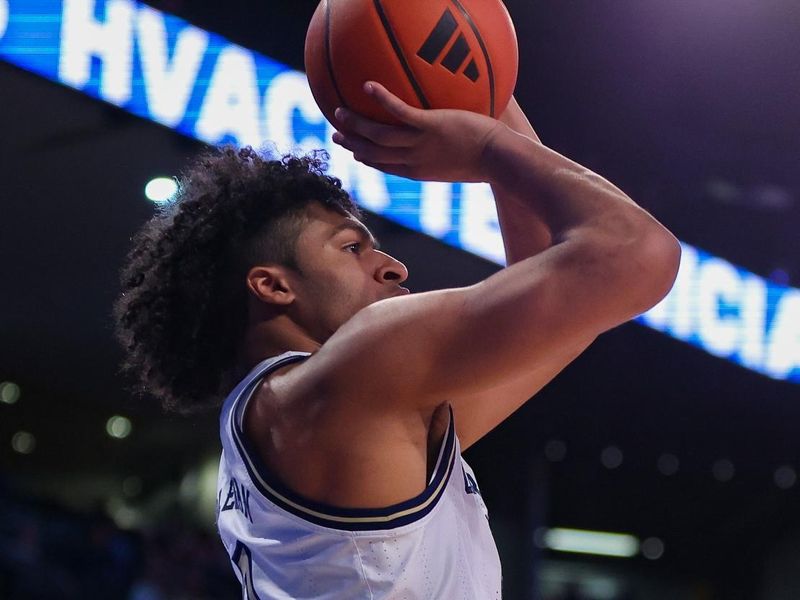 Jan 23, 2024; Atlanta, Georgia, USA; Georgia Tech Yellow Jackets guard Dallan Coleman (3) shoots against the Pittsburgh Panthers in the second half at McCamish Pavilion. Mandatory Credit: Brett Davis-USA TODAY Sports
