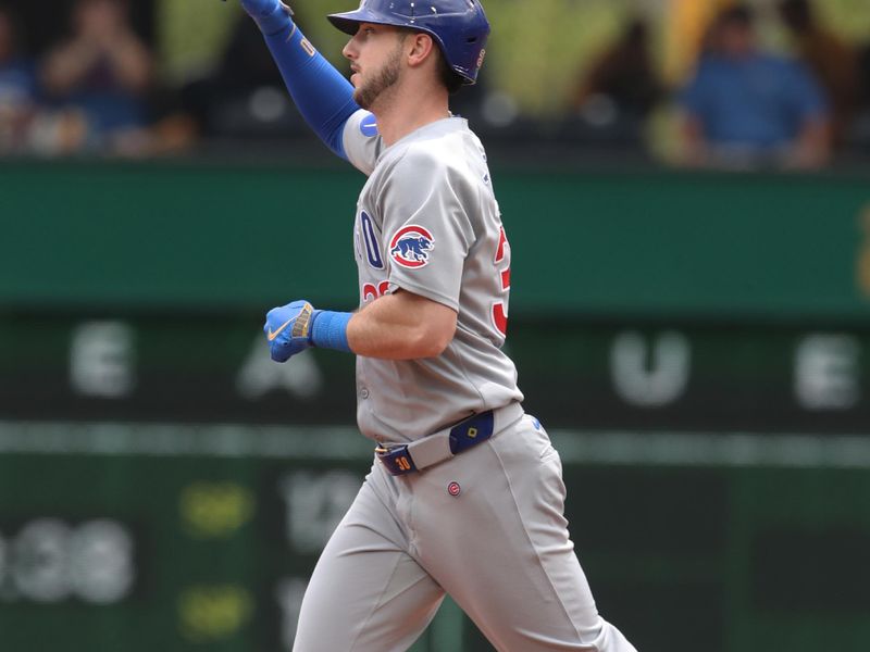 May 1, 2025; Pittsburgh, Pennsylvania, USA;  Chicago Cubs right fielder Kyle Tucker (30) circles the bases on a solo home run against the Pittsburgh Pirates during the fifth inning at PNC Park. Mandatory Credit: Charles LeClaire-Imagn Images