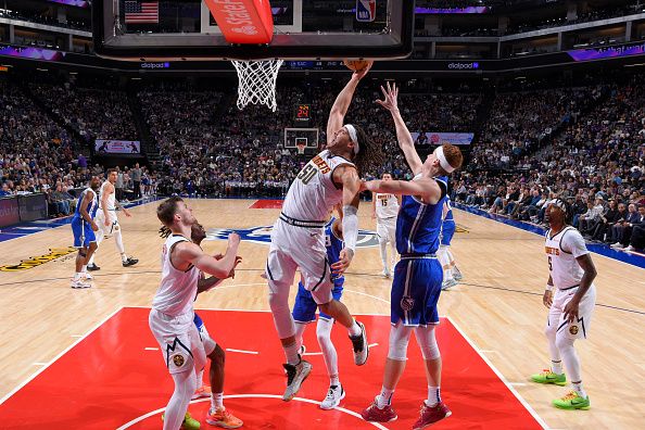 SACRAMENTO, CA - DECEMBER 2: Aaron Gordon #50 of the Denver Nuggets dunks the ball during the game against the Sacramento Kings on December 2, 2023 at Golden 1 Center in Sacramento, California. NOTE TO USER: User expressly acknowledges and agrees that, by downloading and or using this Photograph, user is consenting to the terms and conditions of the Getty Images License Agreement. Mandatory Copyright Notice: Copyright 2023 NBAE (Photo by Rocky Widner/NBAE via Getty Images)