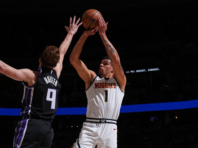 DENVER, CO - FEBRUARY 28: Michael Porter Jr. #1 of the Denver Nuggets shoots the ball during the game against the Sacramento Kings on February 28, 2024 at the Ball Arena in Denver, Colorado. NOTE TO USER: User expressly acknowledges and agrees that, by downloading and/or using this Photograph, user is consenting to the terms and conditions of the Getty Images License Agreement. Mandatory Copyright Notice: Copyright 2024 NBAE (Photo by Garrett Ellwood/NBAE via Getty Images)