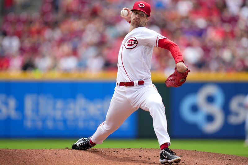 Jun 25, 2023; Cincinnati, Ohio, USA; Cincinnati Reds starting pitcher Levi Stroudt (58) delivers in the first inning of a baseball game against the Atlanta Braves at Great American Ball Park. Mandatory Credit: Kareem Elgazzar-USA TODAY Sports