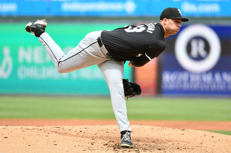 Apr 21, 2024; Philadelphia, Pennsylvania, USA; Chicago White Sox pitcher Nick Nastrini (43) throws a pitch during the second inning against the Philadelphia Phillies at Citizens Bank Park. Mandatory Credit: Eric Hartline-USA TODAY Sports
