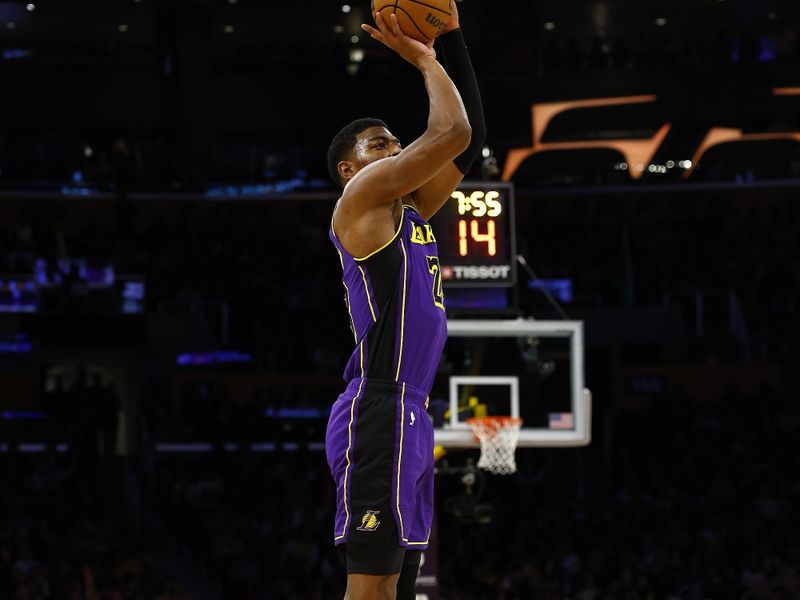 LOS ANGELES, CALIFORNIA - FEBRUARY 09:  Rui Hachimura #28 of the Los Angeles Lakers in the first half at Crypto.com Arena on February 09, 2024 in Los Angeles, California.  NOTE TO USER: User expressly acknowledges and agrees that, by downloading and/or using this photograph, user is consenting to the terms and conditions of the Getty Images License Agreement.  (Photo by Ronald Martinez/Getty Images)