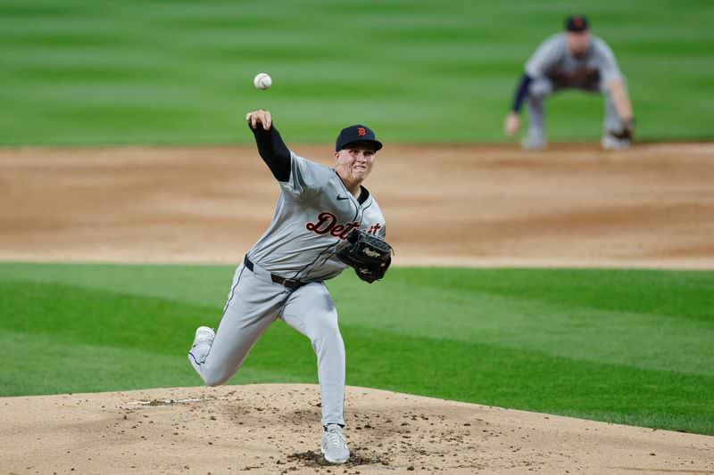 Aug 26, 2024; Chicago, Illinois, USA; Detroit Tigers starting pitcher Ty Madden (36) delivers a pitch against the Chicago White Sox during the second inning at Guaranteed Rate Field. Mandatory Credit: Kamil Krzaczynski-USA TODAY Sports