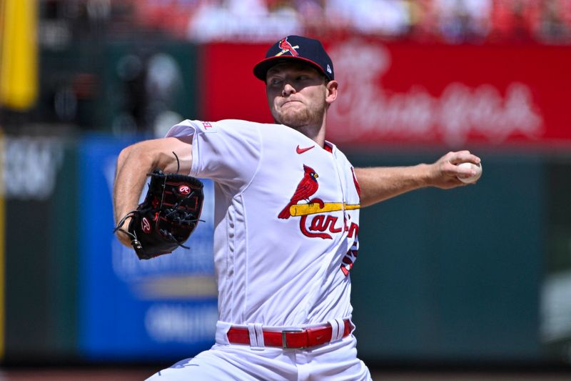 Sep 3, 2023; St. Louis, Missouri, USA;  St. Louis Cardinals starting pitcher Zack Thompson (57) pitches against the Pittsburgh Pirates during the first inning at Busch Stadium. Mandatory Credit: Jeff Curry-USA TODAY Sports