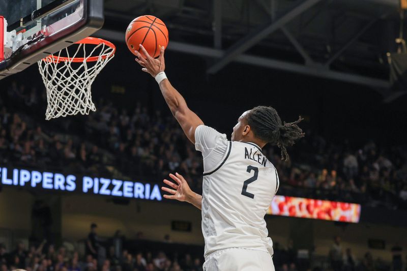 Jan 13, 2024; Orlando, Florida, USA; UCF Knights guard Shemarri Allen (2) goes to the basket during the second half against the Brigham Young Cougars at Addition Financial Arena. Mandatory Credit: Mike Watters-USA TODAY Sports