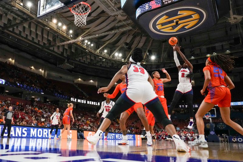 Mar 8, 2024; Greensville, SC, USA; Ole Miss Rebels guard Marquesha Davis (2) shoots the jumper against the Florida Gators during the first half at Bon Secours Wellness Arena. Mandatory Credit: Jim Dedmon-USA TODAY Sports