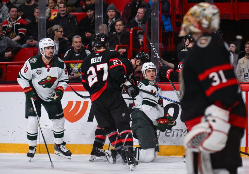 Nov 18, 2023; Stockholm, SWE; Minnesota Wild center Joel Eriksson Ek (14) reacts during a Global Series NHL hockey game against the Ottawa Senators at Avicii Arena. Mandatory Credit: Per Haljestam-USA TODAY Sports