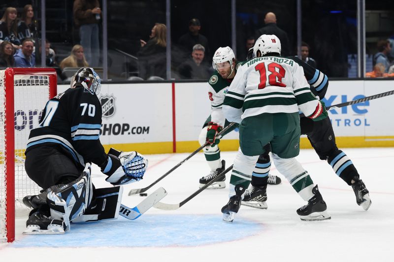 Feb 27, 2026; Salt Lake City, Utah, USA; Minnesota Wild right wing Ryan Hartman (38) prepares to take a shot against the Utah Mammoth during the first period at Delta Center. Mandatory Credit: Rob Gray-Imagn Images