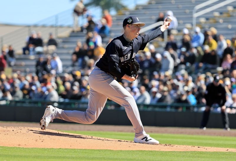 Feb 23, 2026; Bradenton, Florida, USA;  New York Yankees pitcher Ryan Yarbrough (33) throws a pitch during the first inning against the Pittsburgh Pirates at LECOM Park. Mandatory Credit: Kim Klement Neitzel-Imagn Images