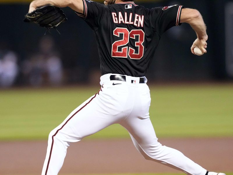 Sep 3, 2023; Phoenix, Arizona, USA; Arizona Diamondbacks starting pitcher Zac Gallen (23) pitches against the Baltimore Orioles at Chase Field. Mandatory Credit: Joe Camporeale-USA TODAY Sports