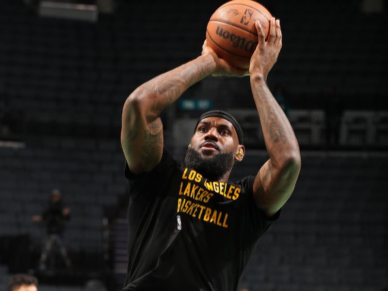 CHARLOTTE, NC - FEBRUARY 5: LeBron James #23 of the Los Angeles Lakers warms up before the game again the Charlotte Hornets on February 5, 2024 at Spectrum Center in Charlotte, North Carolina. NOTE TO USER: User expressly acknowledges and agrees that, by downloading and or using this photograph, User is consenting to the terms and conditions of the Getty Images License Agreement. Mandatory Copyright Notice: Copyright 2024 NBAE (Photo by Kent Smith/NBAE via Getty Images)