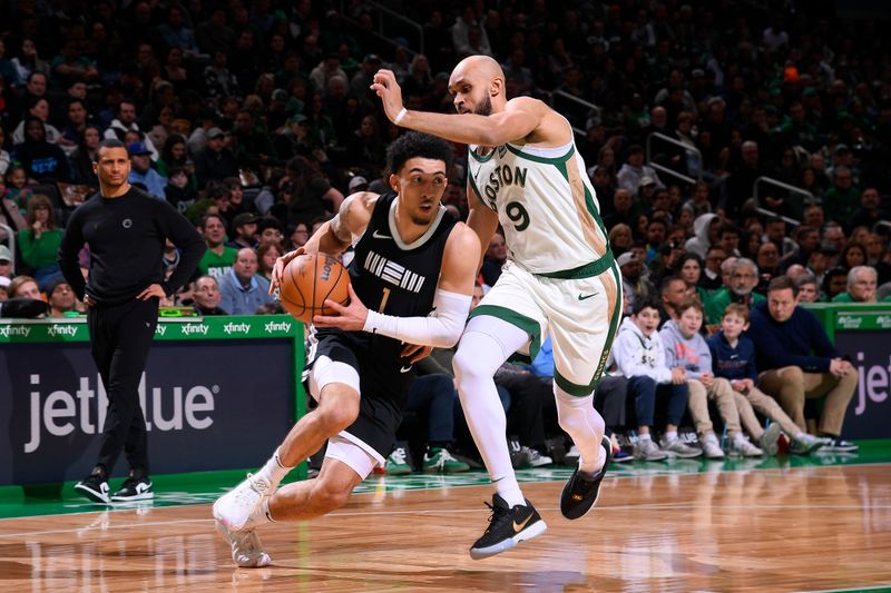 BOSTON, MA - FEBRUARY 4:  Scotty Pippen Jr.#1 of the Memphis Grizzlies  handles the ball during the game  against the Boston Celtics on February 4, 2024 at the TD Garden in Boston, Massachusetts. NOTE TO USER: User expressly acknowledges and agrees that, by downloading and or using this photograph, User is consenting to the terms and conditions of the Getty Images License Agreement. Mandatory Copyright Notice: Copyright 2024 NBAE  (Photo by Brian Babineau/NBAE via Getty Images)