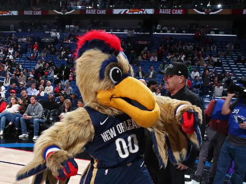 NEW ORLEANS, LA - DECEMBER 5: New Orleans Pelicans mascot before the game between the New Orleans Pelicans and the Phoenix Suns on December 5, 2024 at the Smoothie King Center in New Orleans, Louisiana. NOTE TO USER: User expressly acknowledges and agrees that, by downloading and or using this Photograph, user is consenting to the terms and conditions of the Getty Images License Agreement. Mandatory Copyright Notice: Copyright 2024 NBAE (Photo by Layne Murdoch Jr./NBAE via Getty Images)