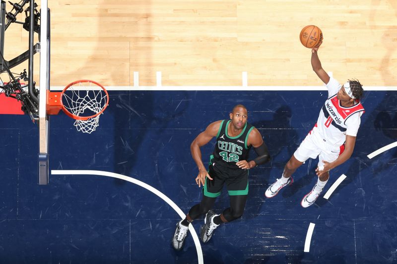 WASHINGTON, DC -? OCTOBER 24: Bilal Coulibaly #0 of the Washington Wizards shoots the ball during the game against the Boston Celtics on October 24, 2024 at Capital One Arena in Washington, DC. NOTE TO USER: User expressly acknowledges and agrees that, by downloading and or using this Photograph, user is consenting to the terms and conditions of the Getty Images License Agreement. Mandatory Copyright Notice: Copyright 2024 NBAE (Photo by Stephen Gosling/NBAE via Getty Images)