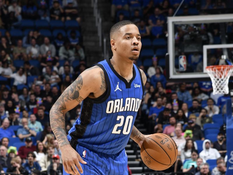 ORLANDO, FL - FEBRUARY 27: Markelle Fultz #20 of the Orlando Magic dribbles the ball during the game against the Brooklyn Nets on February 27, 2024 at the Kia Center in Orlando, Florida. NOTE TO USER: User expressly acknowledges and agrees that, by downloading and or using this photograph, User is consenting to the terms and conditions of the Getty Images License Agreement. Mandatory Copyright Notice: Copyright 2024 NBAE (Photo by Fernando Medina/NBAE via Getty Images)