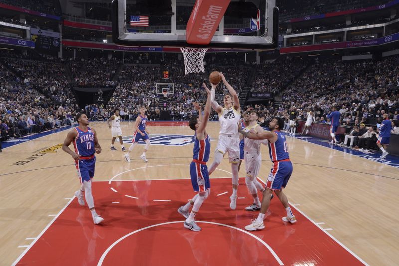 SACRAMENTO, CA - NOVEMBER 16: Lauri Markkanen #23 of the Utah Jazz against the Sacramento Kings on November 16, 2024 at Golden 1 Center in Sacramento, California. NOTE TO USER: User expressly acknowledges and agrees that, by downloading and or using this Photograph, user is consenting to the terms and conditions of the Getty Images License Agreement. Mandatory Copyright Notice: Copyright 2024 NBAE (Photo by Rocky Widner/NBAE via Getty Images)