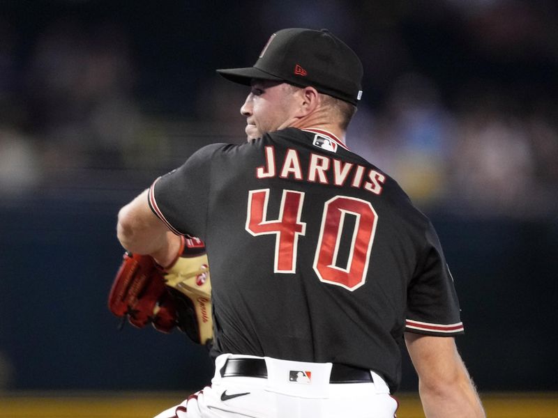 Sep 3, 2023; Phoenix, Arizona, USA; Arizona Diamondbacks relief pitcher Bryce Jarvis (40) pitches against the Baltimore Orioles at Chase Field. Mandatory Credit: Joe Camporeale-USA TODAY Sports