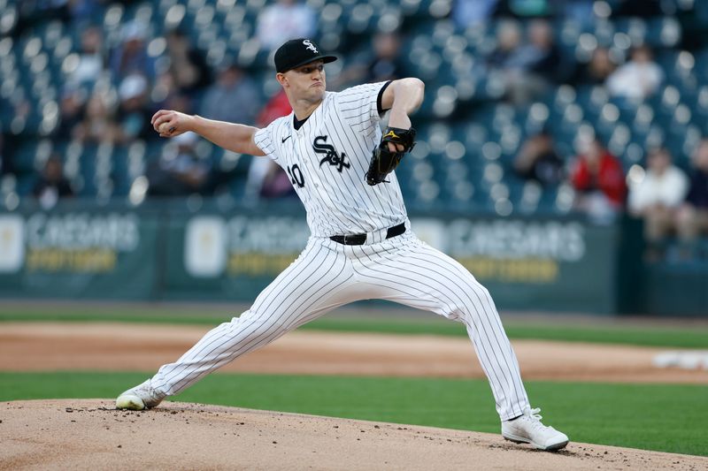 Apr 30, 2024; Chicago, Illinois, USA; Chicago White Sox starting pitcher Michael Soroka (40) delivers a pitch against the Minnesota Twins during the first inning at Guaranteed Rate Field. Mandatory Credit: Kamil Krzaczynski-USA TODAY Sports