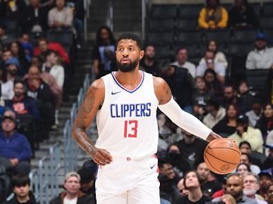 LOS ANGELES, CA - DECEMBER 11: Paul George #13 of the LA Clippers brings the ball up court against the Portland Trail Blazers on December 11, 2023 at Crypto.Com Arena in Los Angeles, California. NOTE TO USER: User expressly acknowledges and agrees that, by downloading and/or using this Photograph, user is consenting to the terms and conditions of the Getty Images License Agreement. Mandatory Copyright Notice: Copyright 2023 NBAE (Photo by Adam Pantozzi/NBAE via Getty Images)